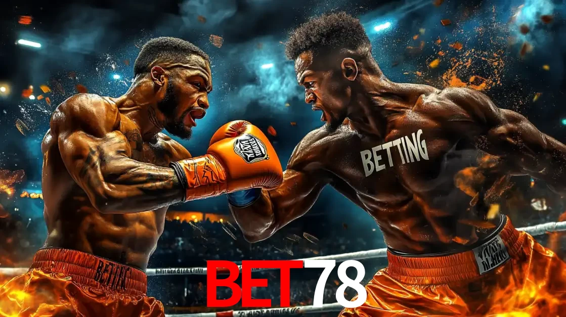 Dois boxeadores em uma luta intensa e explosiva, representando a adrenalina e as oportunidades de apostas em esportes de combate disponíveis na plataforma bet78.