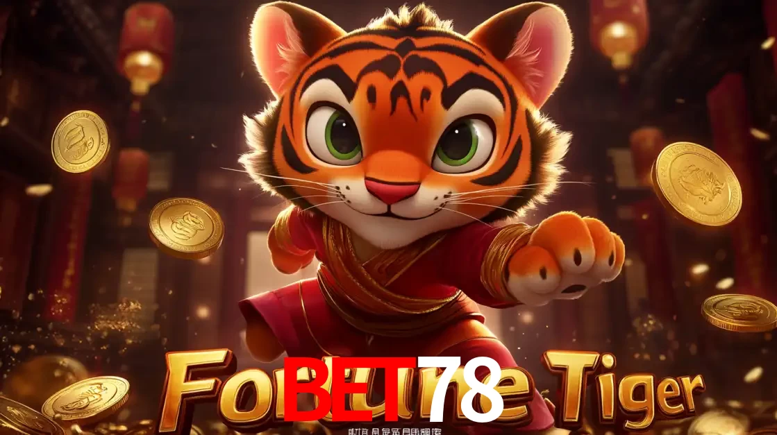 O carismático mascote do jogo de slot Fortune Tiger, um tigre fofo em pose de artes marciais, pronto para trazer sorte e multiplicadores de ganhos no cassino online bet78.