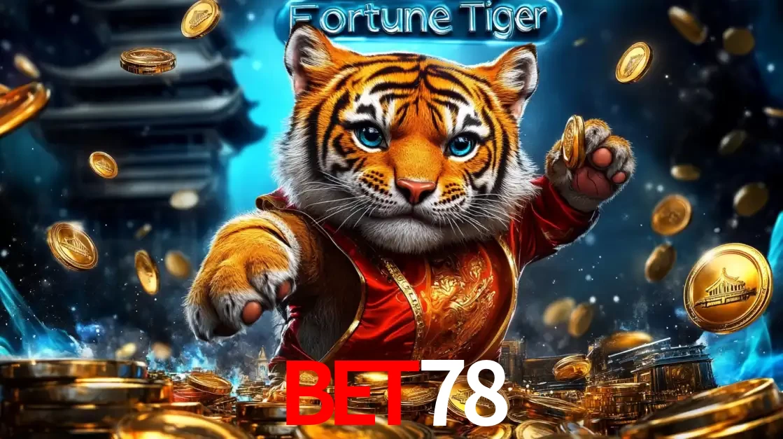 Imagem promocional do jogo de slot Fortune Tiger, com um tigre majestoso em traje tradicional cercado por uma fortuna em moedas de ouro, disponível agora no cassino bet78.